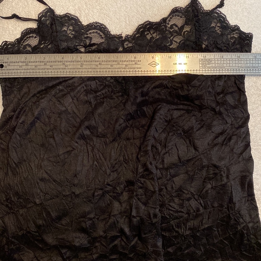 Cacama Black Camisole Tank Lace Crinkled Wrinkled Shirt Top Large Shell - Picture 7 of 8